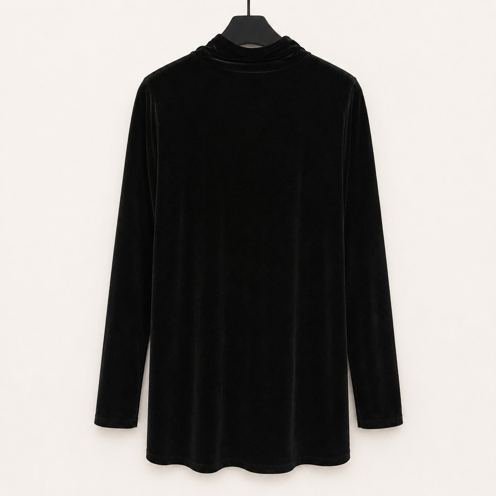 Belle Kim Gravel Top Size XL Black Velvet Mock Tunic Gothic Witchy Dark Academia - Picture 3 of 9